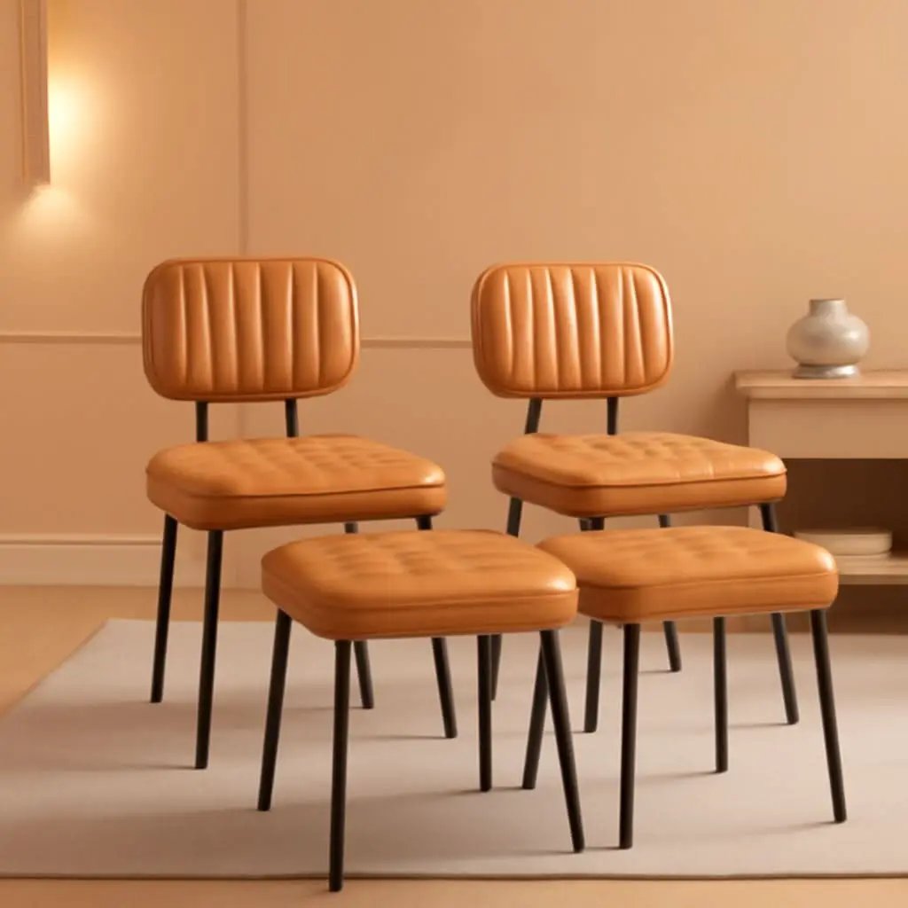 Brown Mid Century Modern Upholstered Dining Chair Set Of 4 from PriceLows™