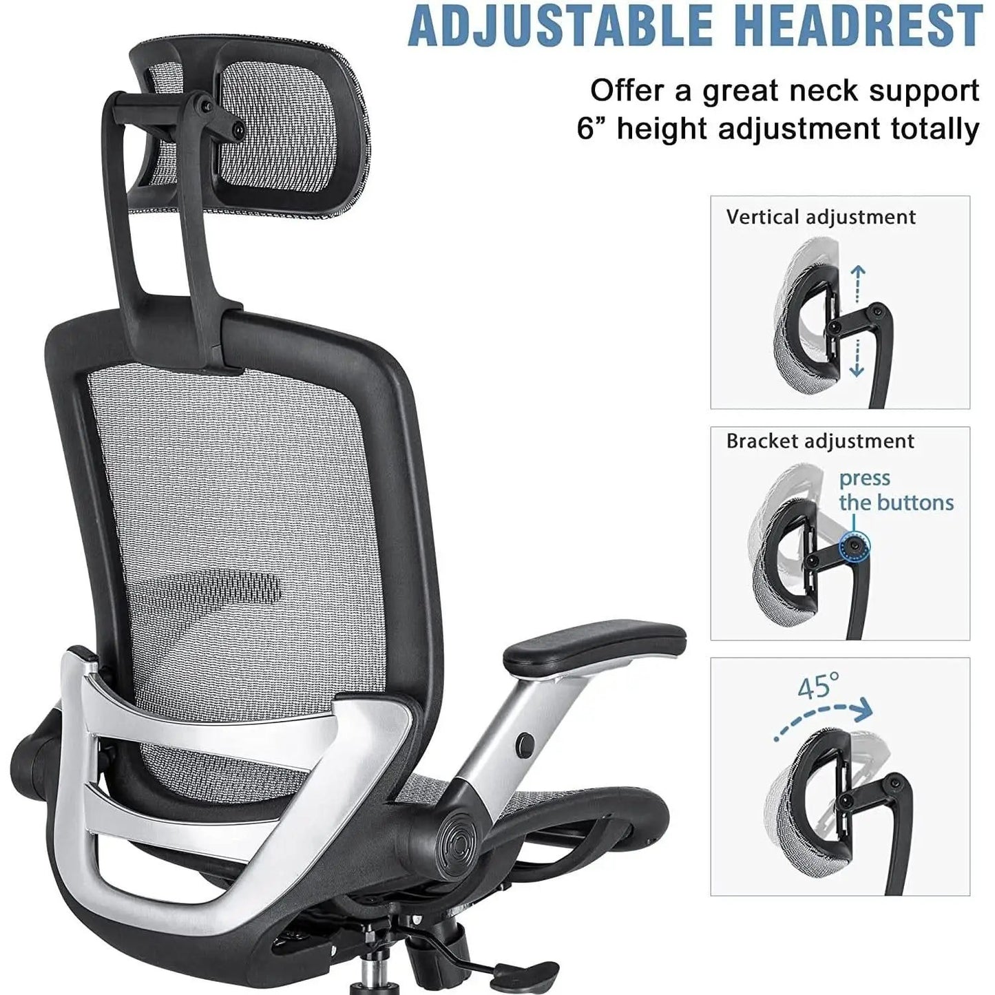 Ergonomic Adjustable High Back Mesh Office Chair Grey from PriceLows™