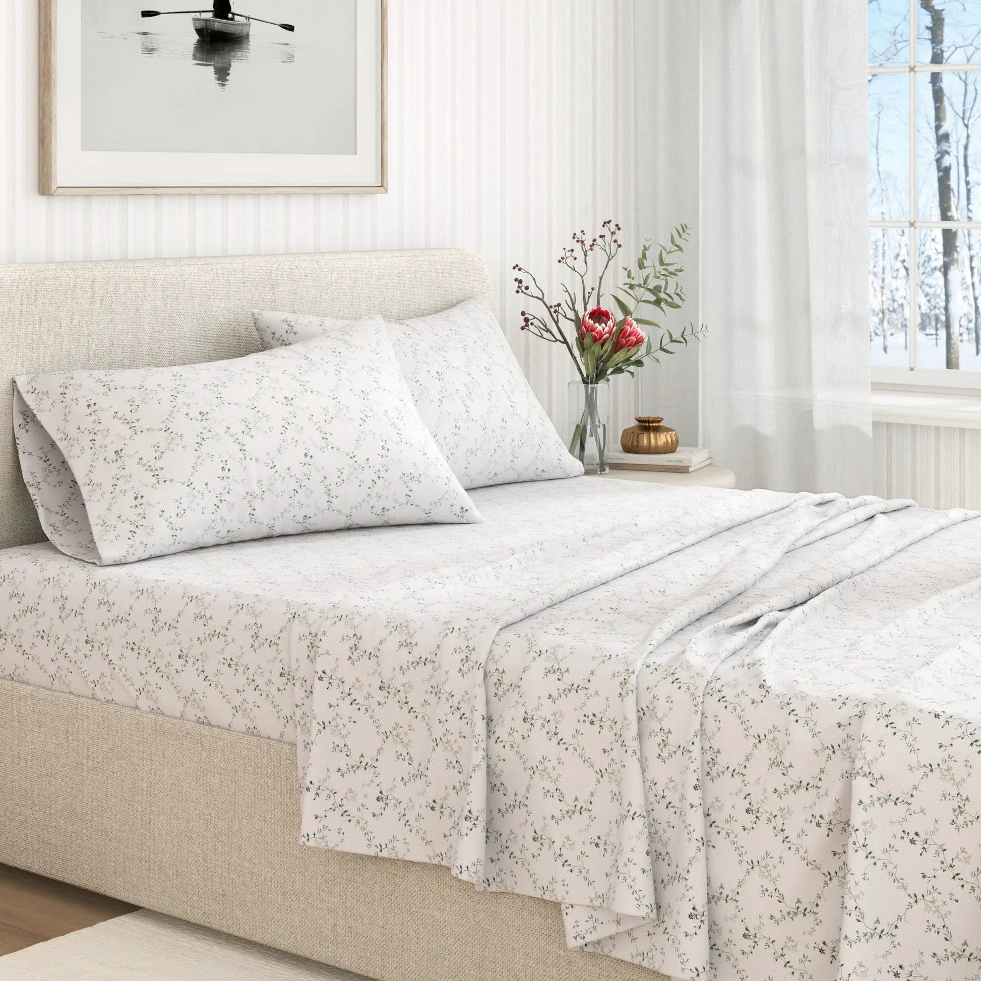 Turkish Cotton Flannel Sheet Set - Winter Floral Collection from PriceLows™