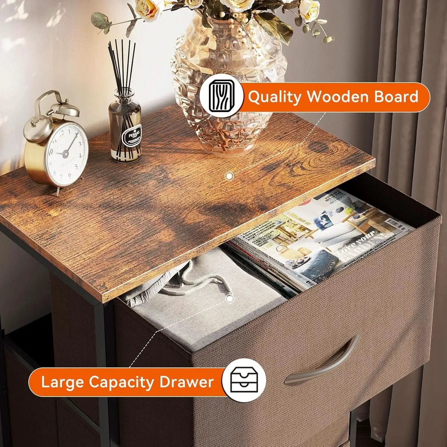Small Brown Dresser With Three Drawers For Bedroom from PriceLows™