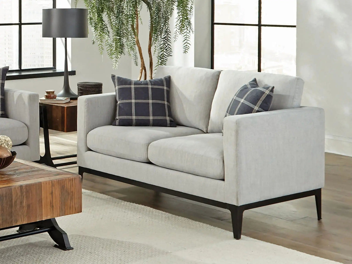 Apperson Upholstered Track Arm Loveseat Light | 56 x 34.25 x 36 in | Living Room Furniture | Grey