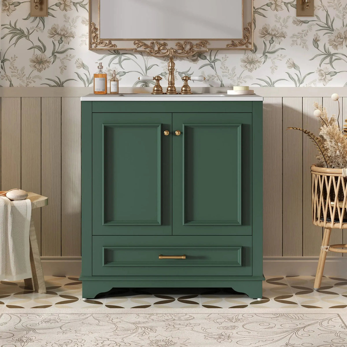 30 Inch Bathroom Vanity | Poplar Wood Frame | 2 Soft Closing Doors | Adjustable Shelf