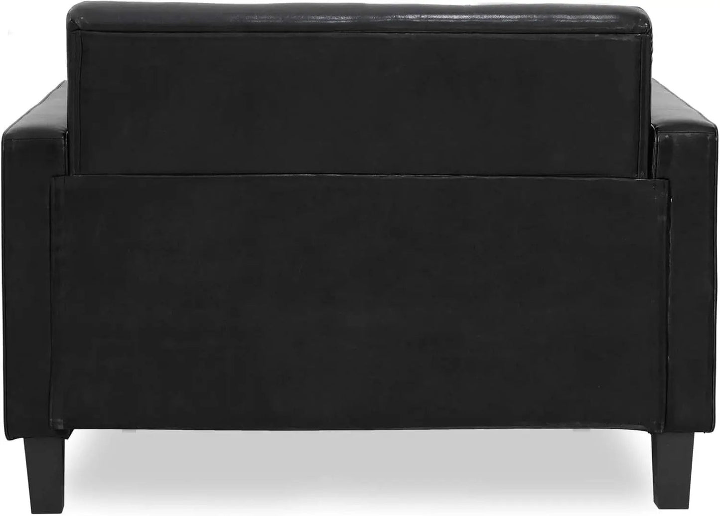 Two Seater Tufted Black Faux Leather Loveseat for Living Room from PriceLows™