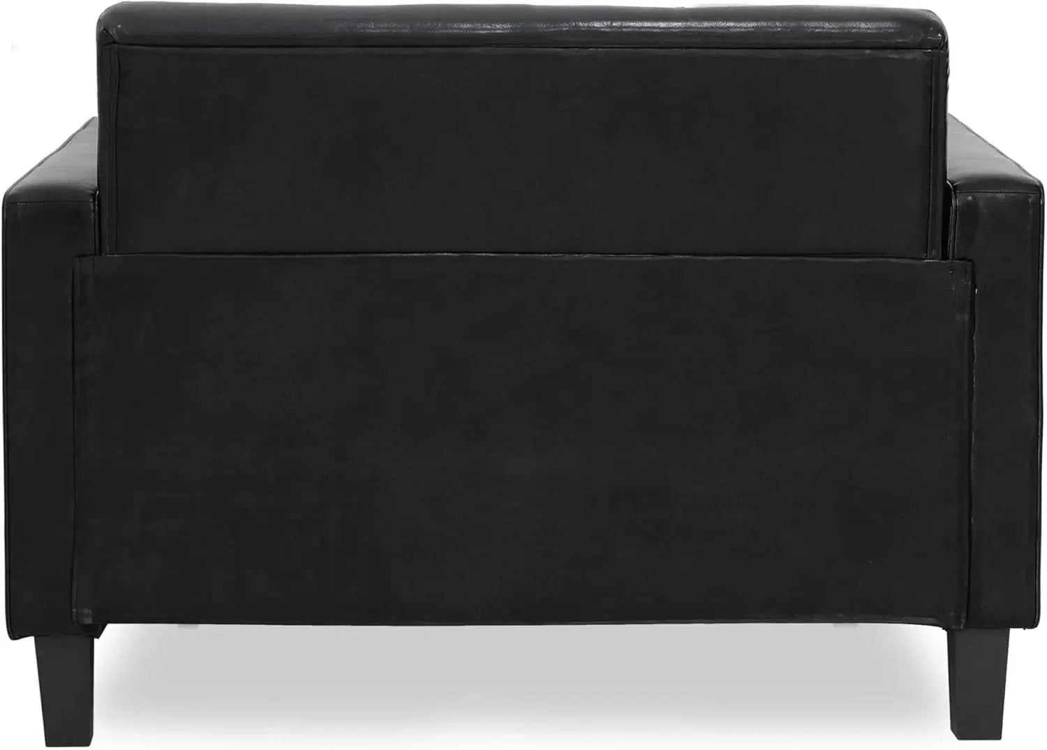Two Seater Tufted Black Faux Leather Loveseat for Living Room from PriceLows™
