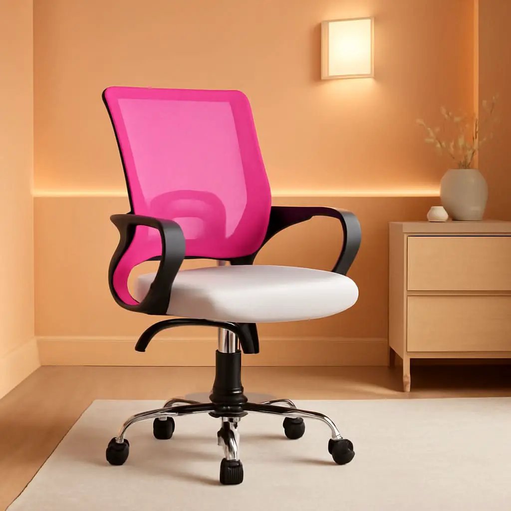 Ergonomic Pink Office Chair With Back Support For Home Office from PriceLows™