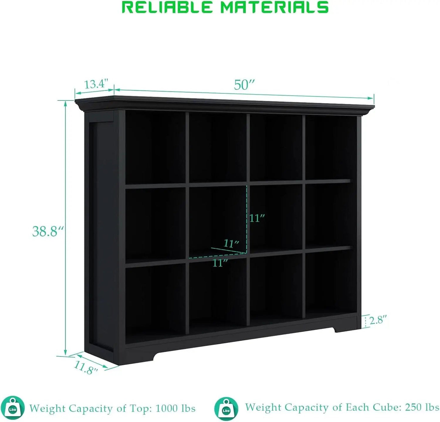 Cube Storage Bookcase With Base Black 12 Cube Lattice Open Shelves from PriceLows™