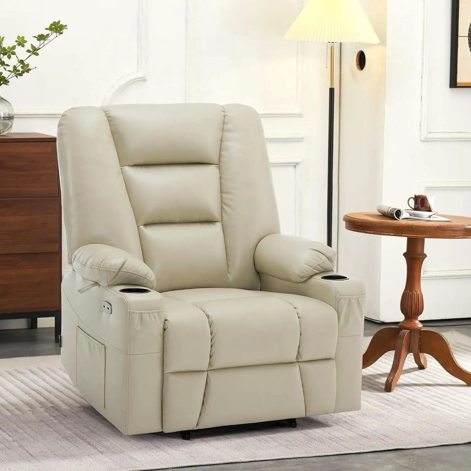 Beige Large Power Lift Recliner Chair With Massage And Heat from PriceLows™