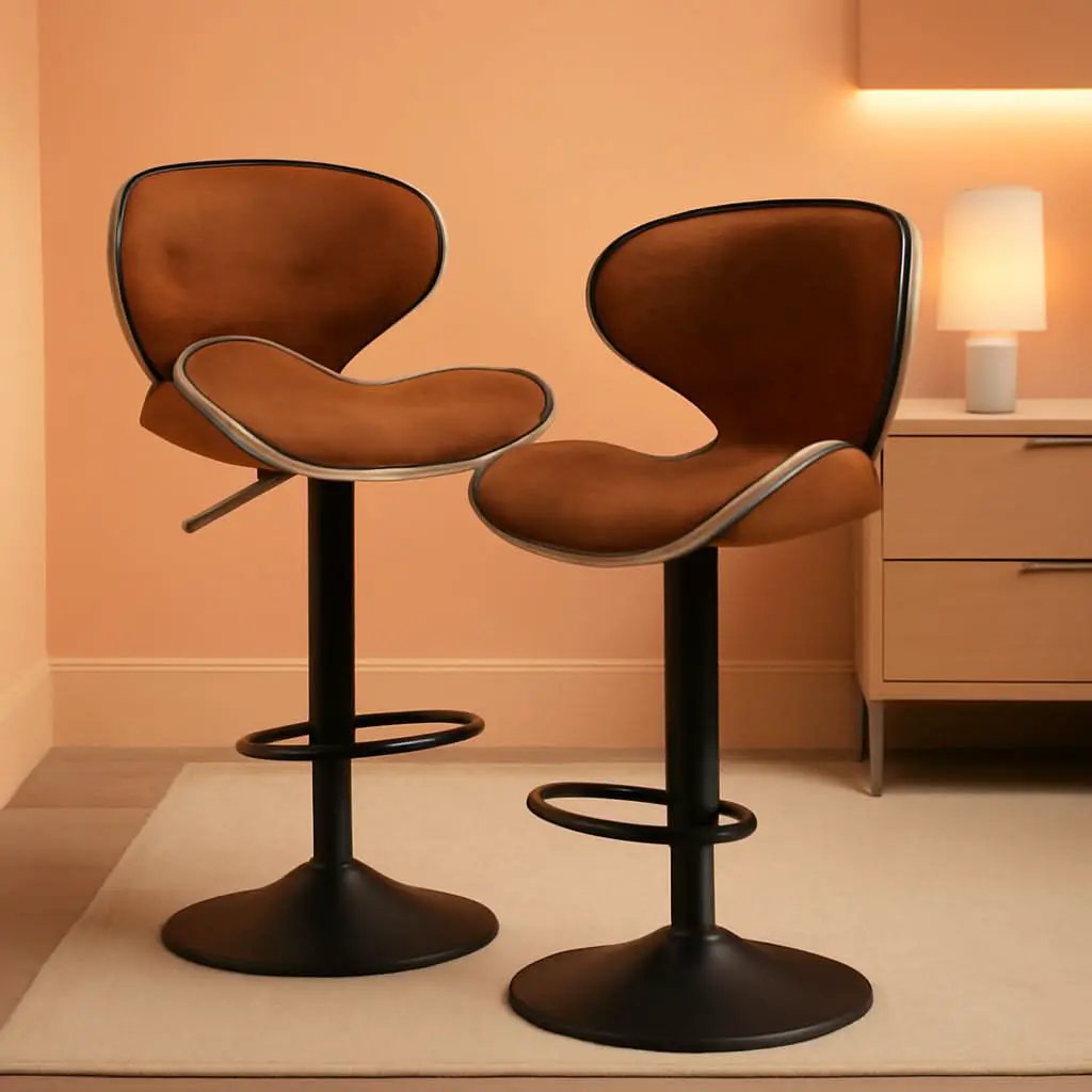 Bar Stools Set Of 2 Adjustable Counter Height PU Leather from PriceLows™
