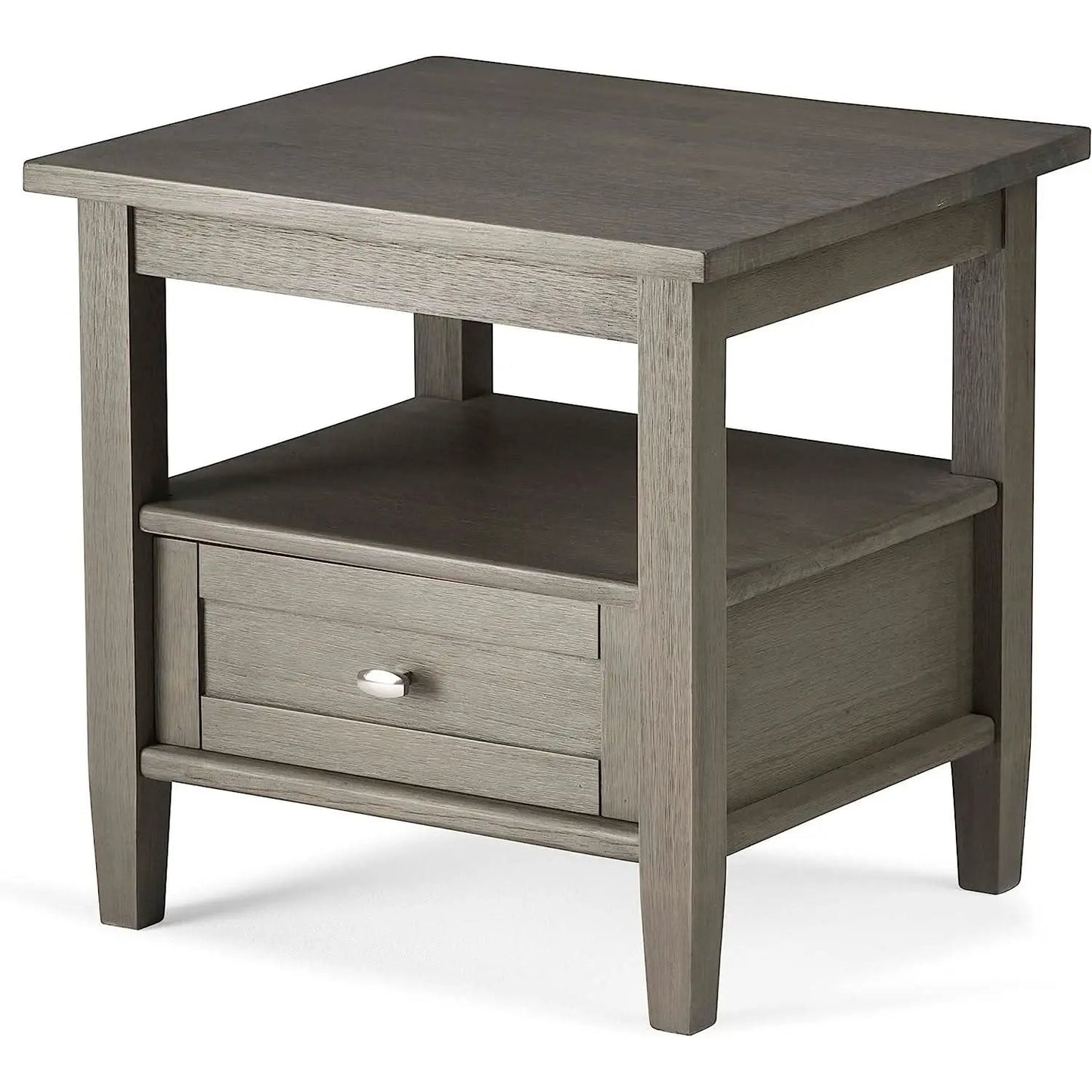 Solid Wood Rectangle End Table With Drawer Farmhouse Grey from PriceLows™