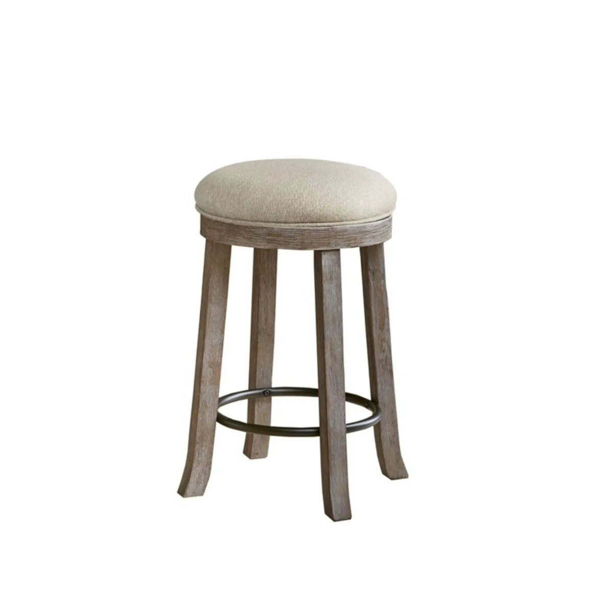 Swivel Counter Stool | Cream And Reclaimed Gray | Distressed Frame | Dark Bronze Kick Plate