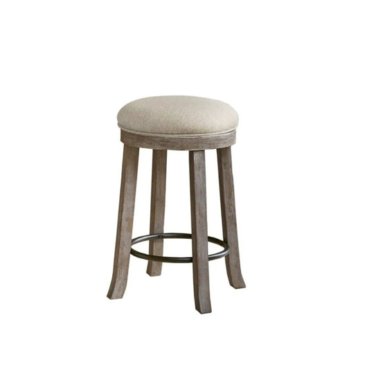 Swivel Counter Stool | Cream And Reclaimed Gray | Distressed Frame | Dark Bronze Kick Plate