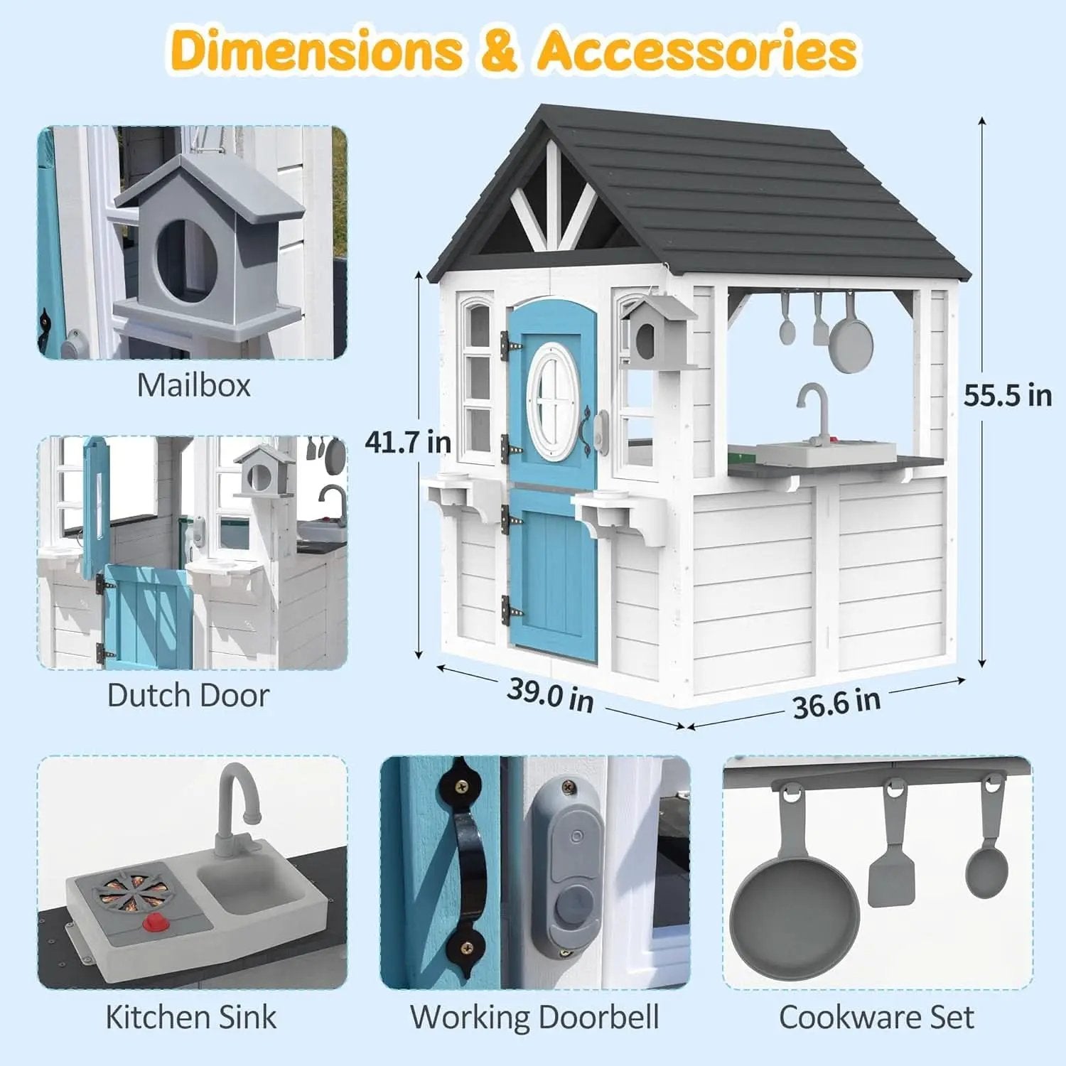 Wooden Outdoor Playhouse With Dutch Door Kitchenette from PriceLows™