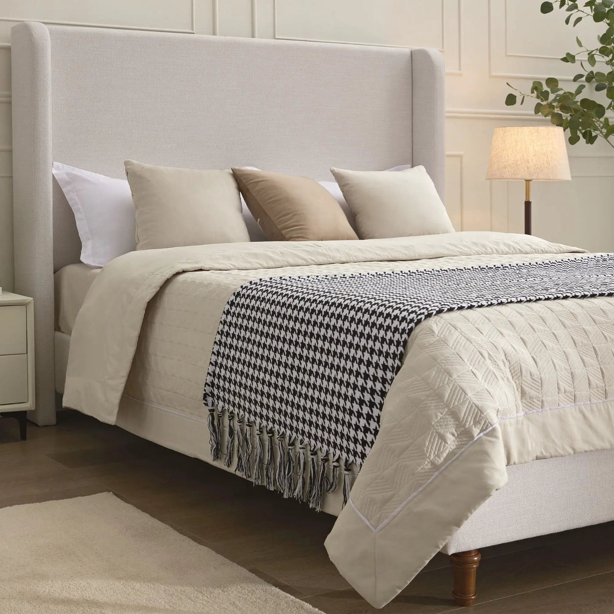Harper Tall Headboard Upholstered Bed | Elegant Simplicity | No Box Spring Needed | 54 Inch Height