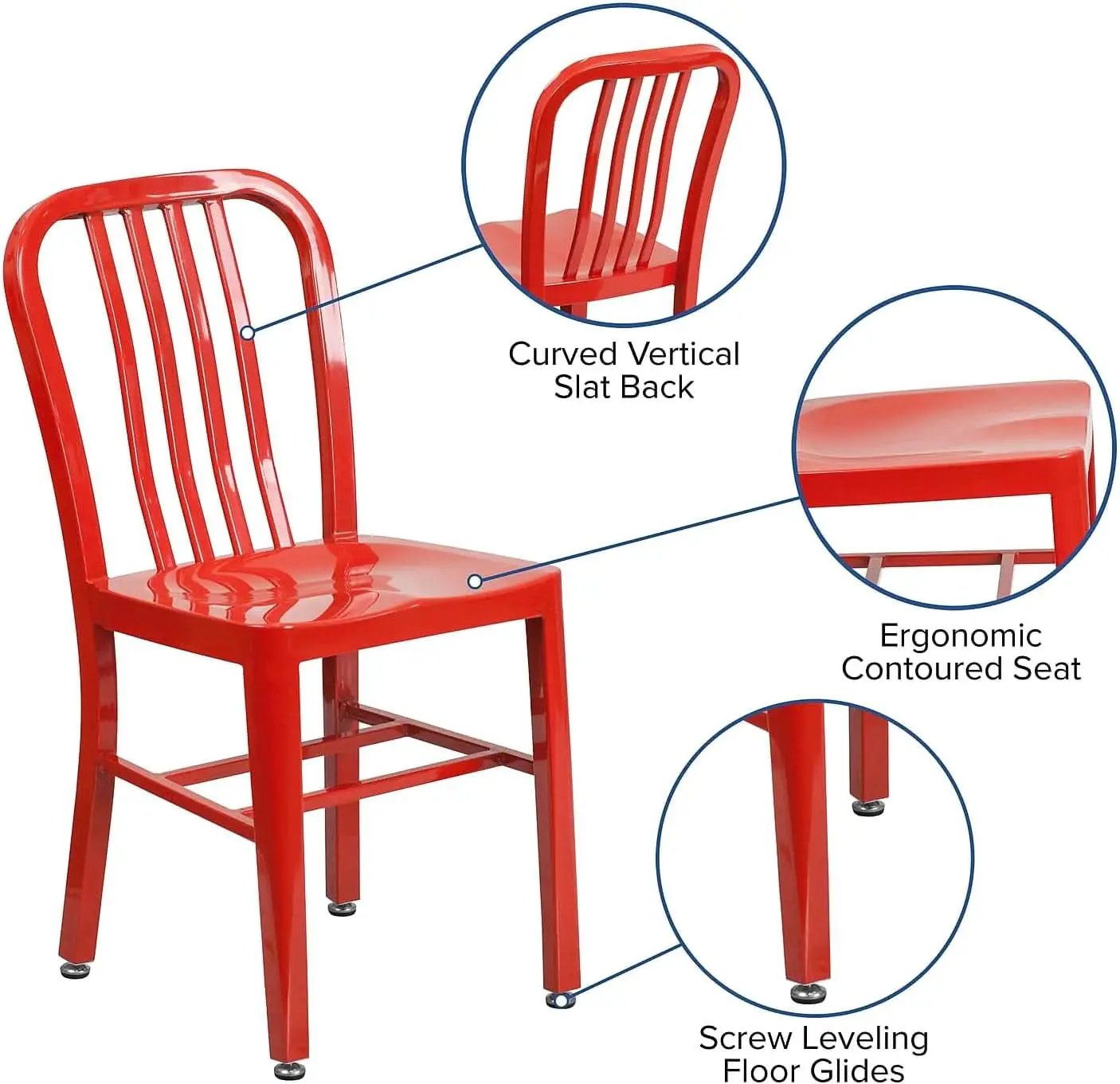 Commercial Grade Red Metal Indoor Outdoor Chair For Dining from PriceLows™