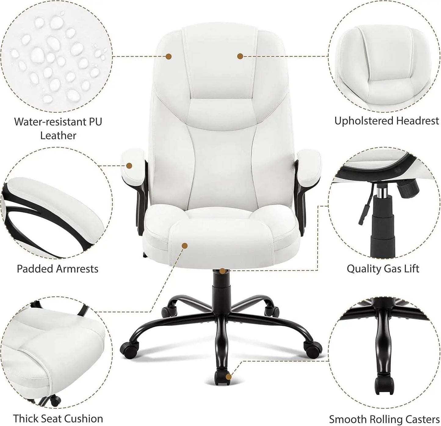 High Back Executive Chair White Ergonomic Office Chair from PriceLows™