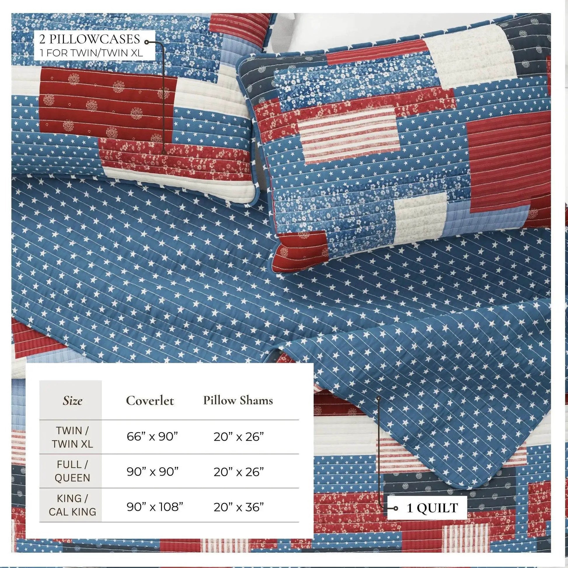 Americana Patchwork Quilt Set - Lowel Collection from PriceLows™