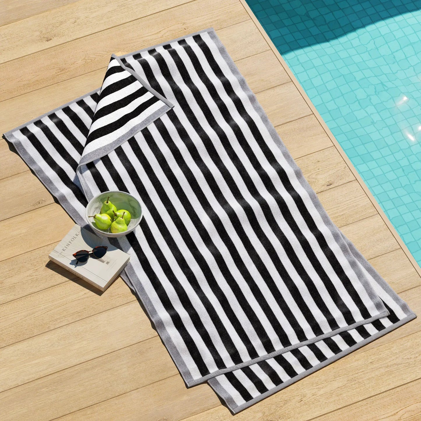 Oversized Striped Border Cabana Beach Towel - Santa Cruz from PriceLows™