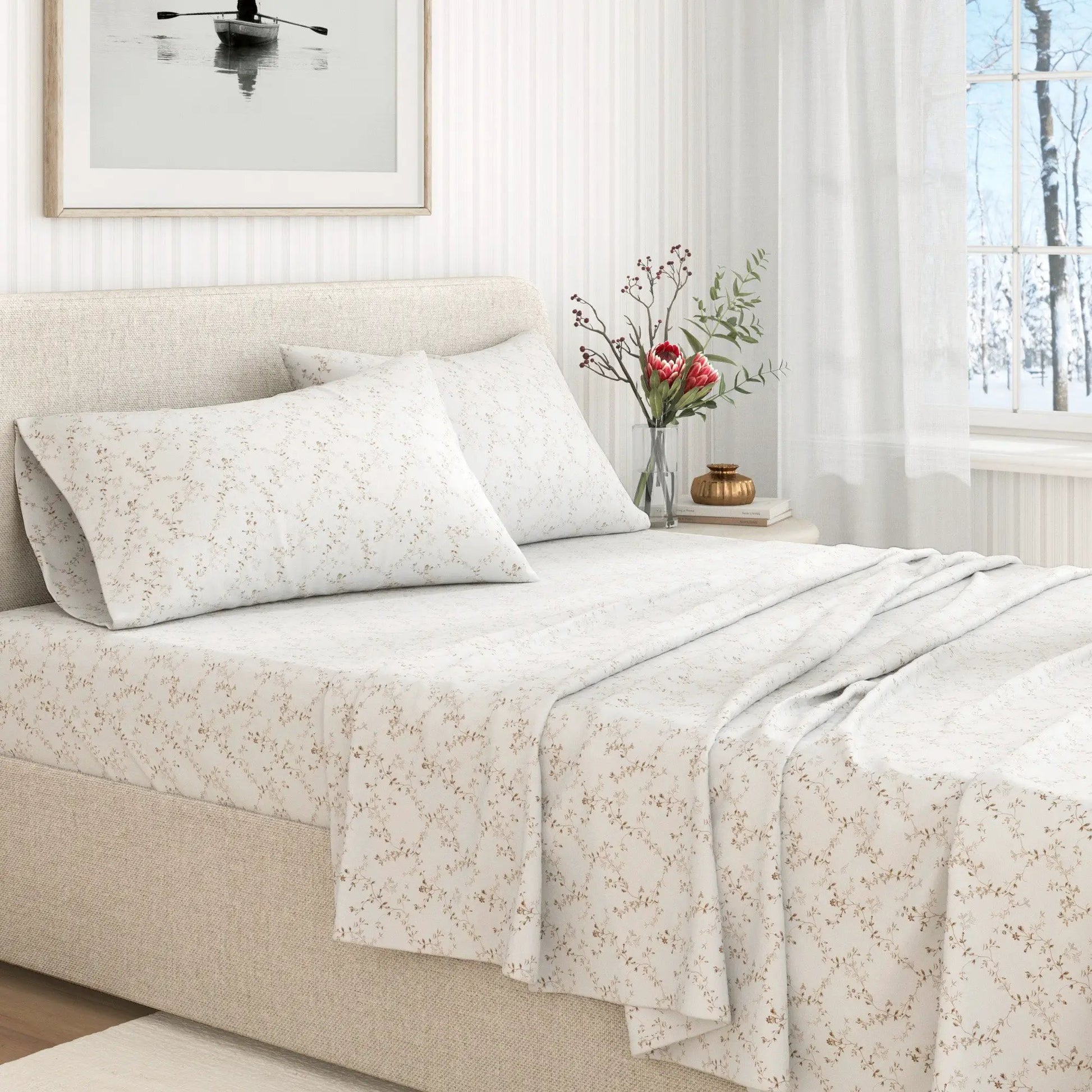 Turkish Cotton Flannel Sheet Set - Winter Floral Collection from PriceLows™