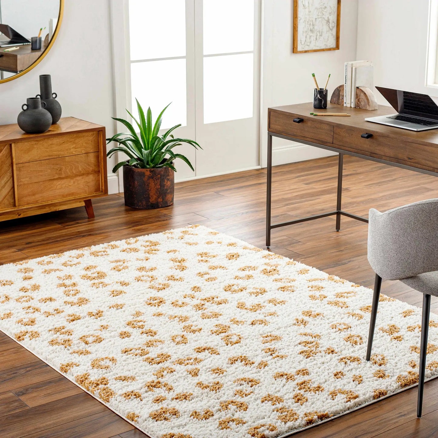 Altin Leopard Print White Area Rug from PriceLows™