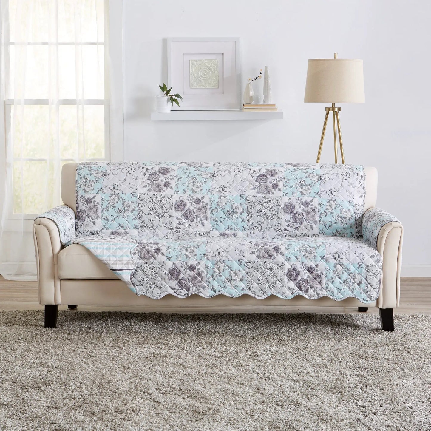 Reversible Floral Patchwork Furniture Protector - Maribel Collection from PriceLows™
