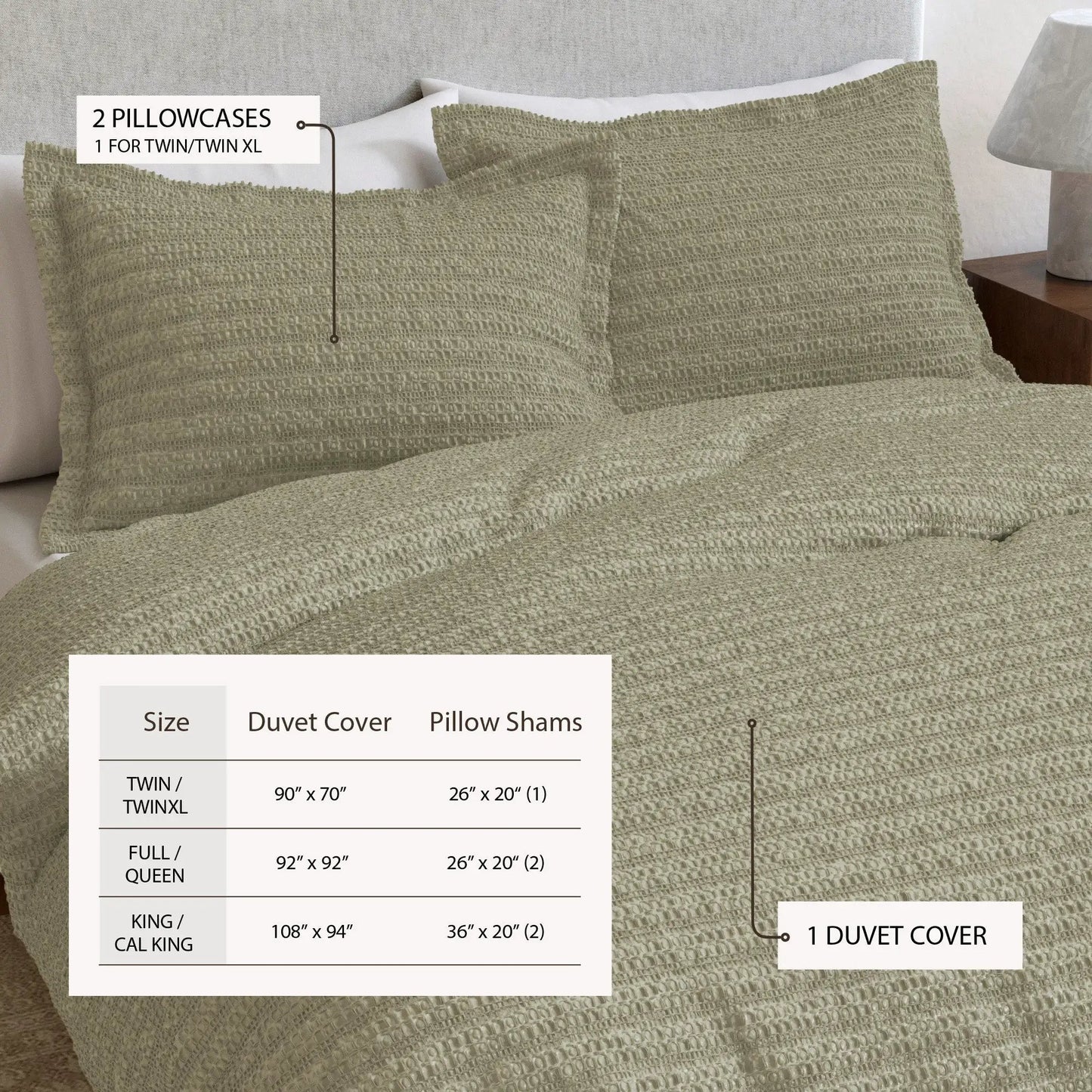 100% Cotton Honeycomb Waffle Duvet Set - Mattea Collection from PriceLows™