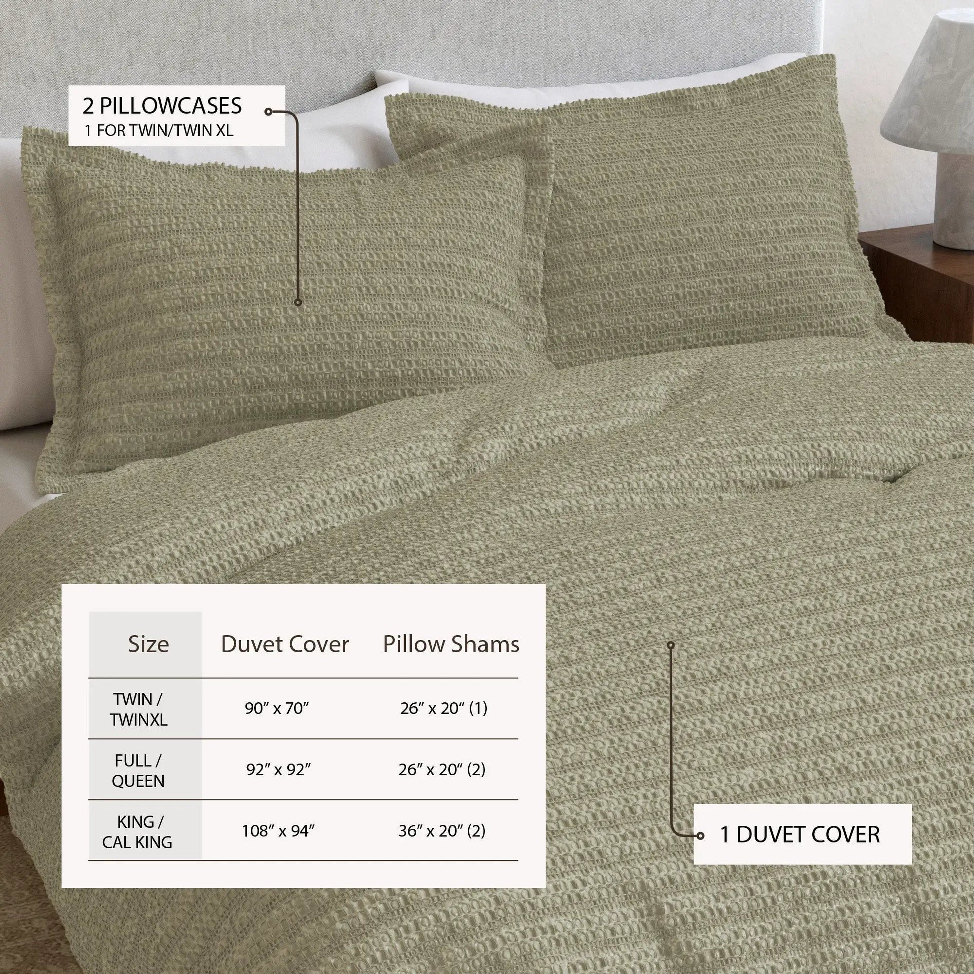 100% Cotton Honeycomb Waffle Duvet Set - Mattea Collection from PriceLows™
