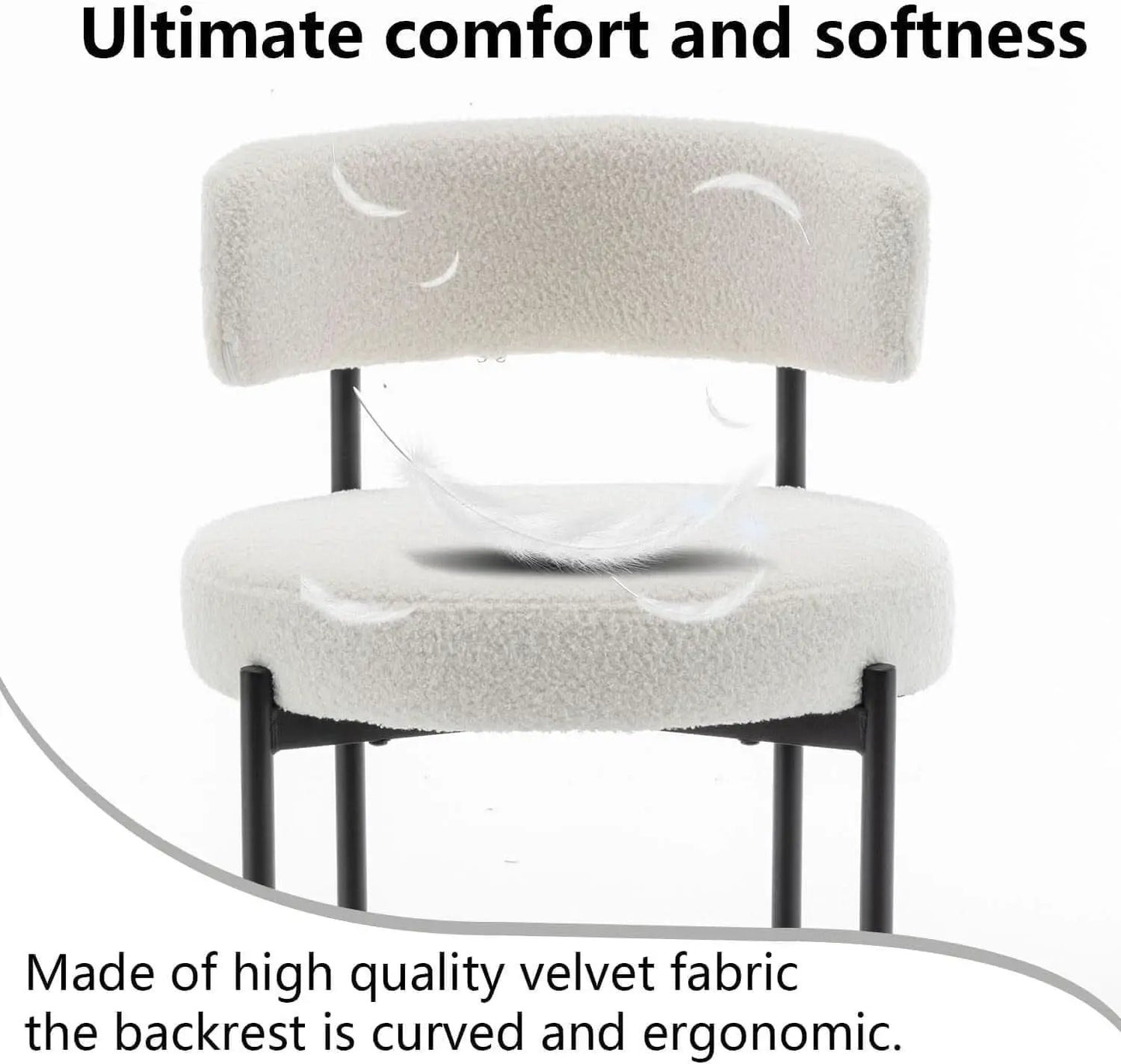 Boucle Bar Stools Set Of 3 24 Inch White Upholstered Counter Stools With Backs from PriceLows™