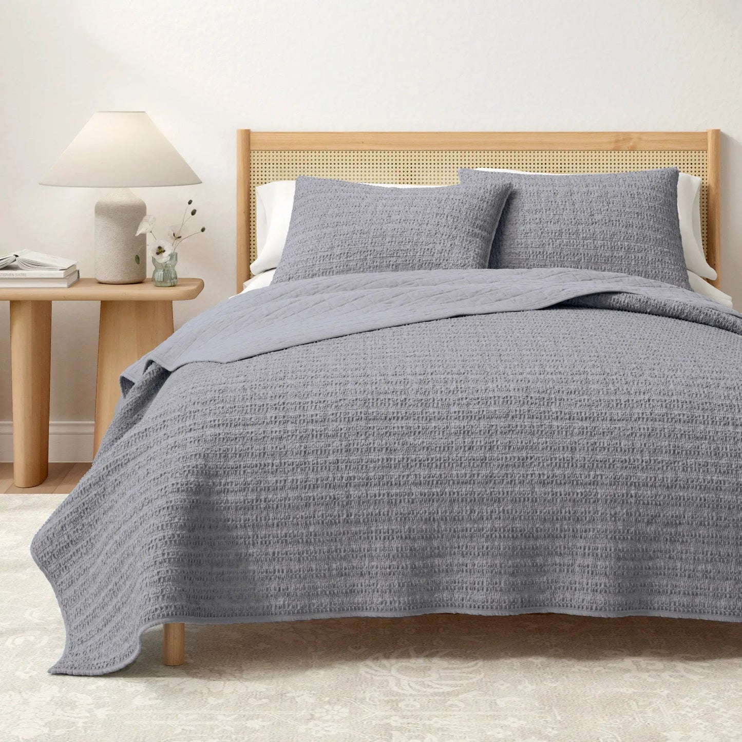 100% Cotton Honeycomb Waffle Garment Washed Quilt Set - Genevieve Collection from PriceLows™