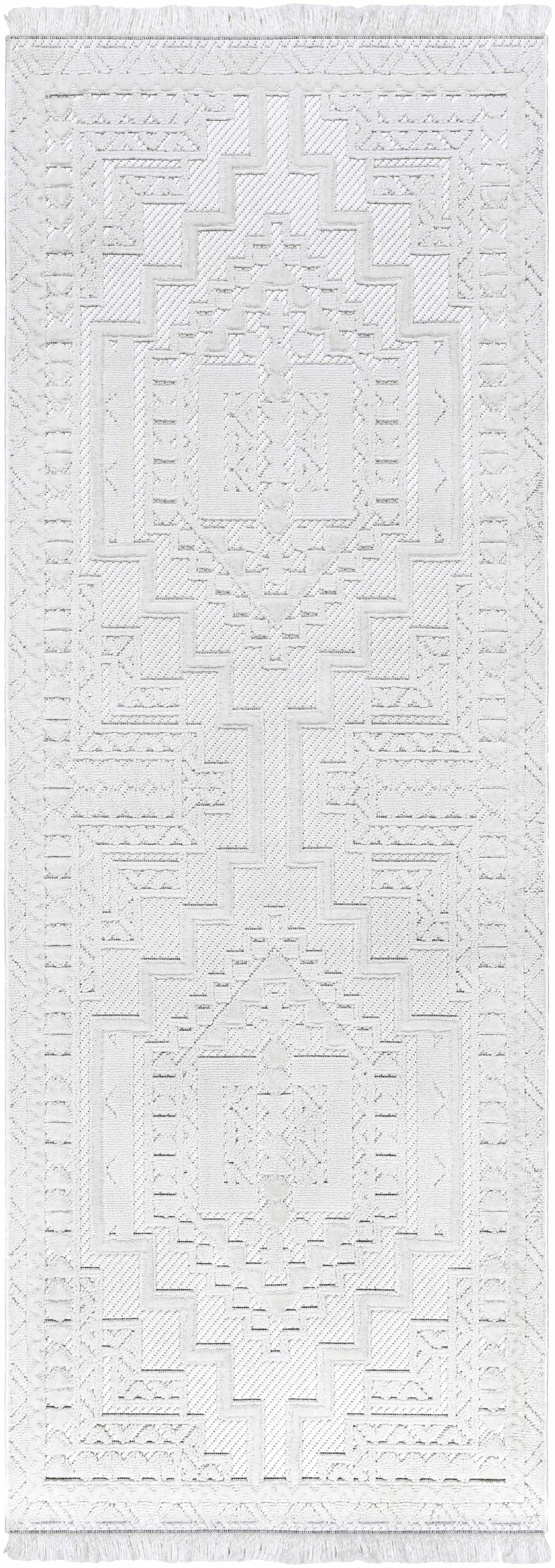 Alya White Fringe Rug from PriceLows™