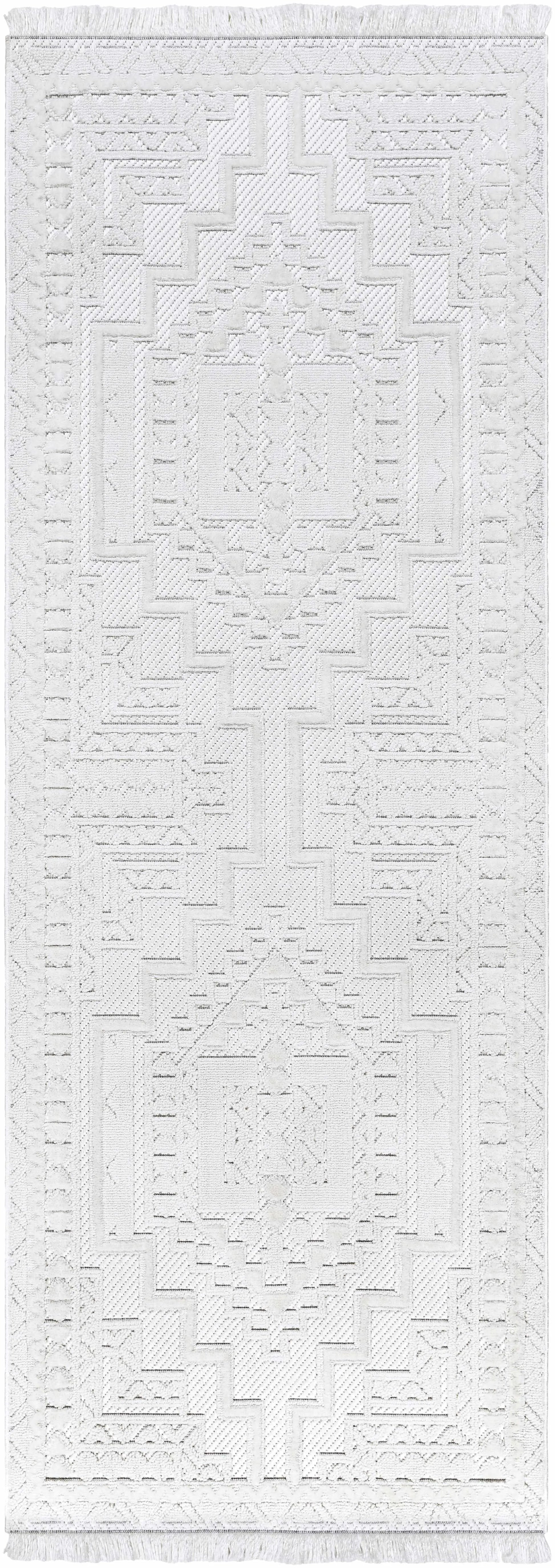 Alya White Fringe Rug from PriceLows™