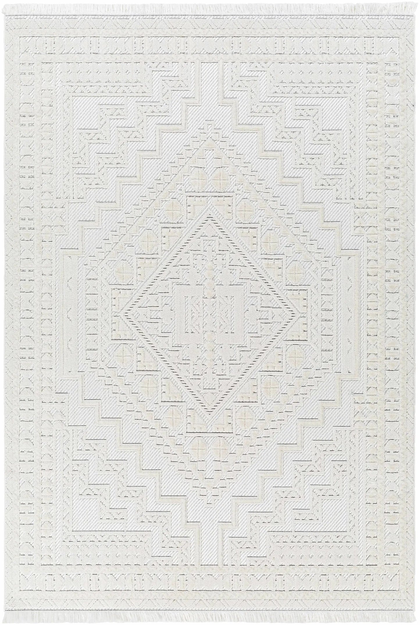 Alya White Fringe Rug from PriceLows™