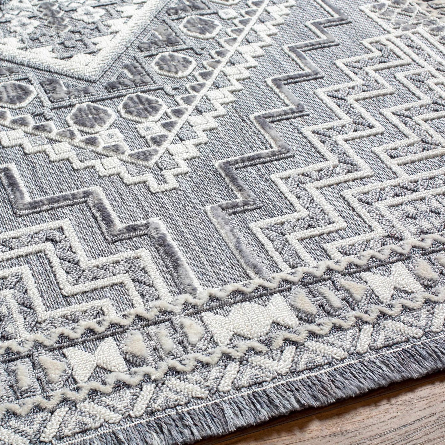 Alya Charcoal Textured Area Rug from PriceLows™