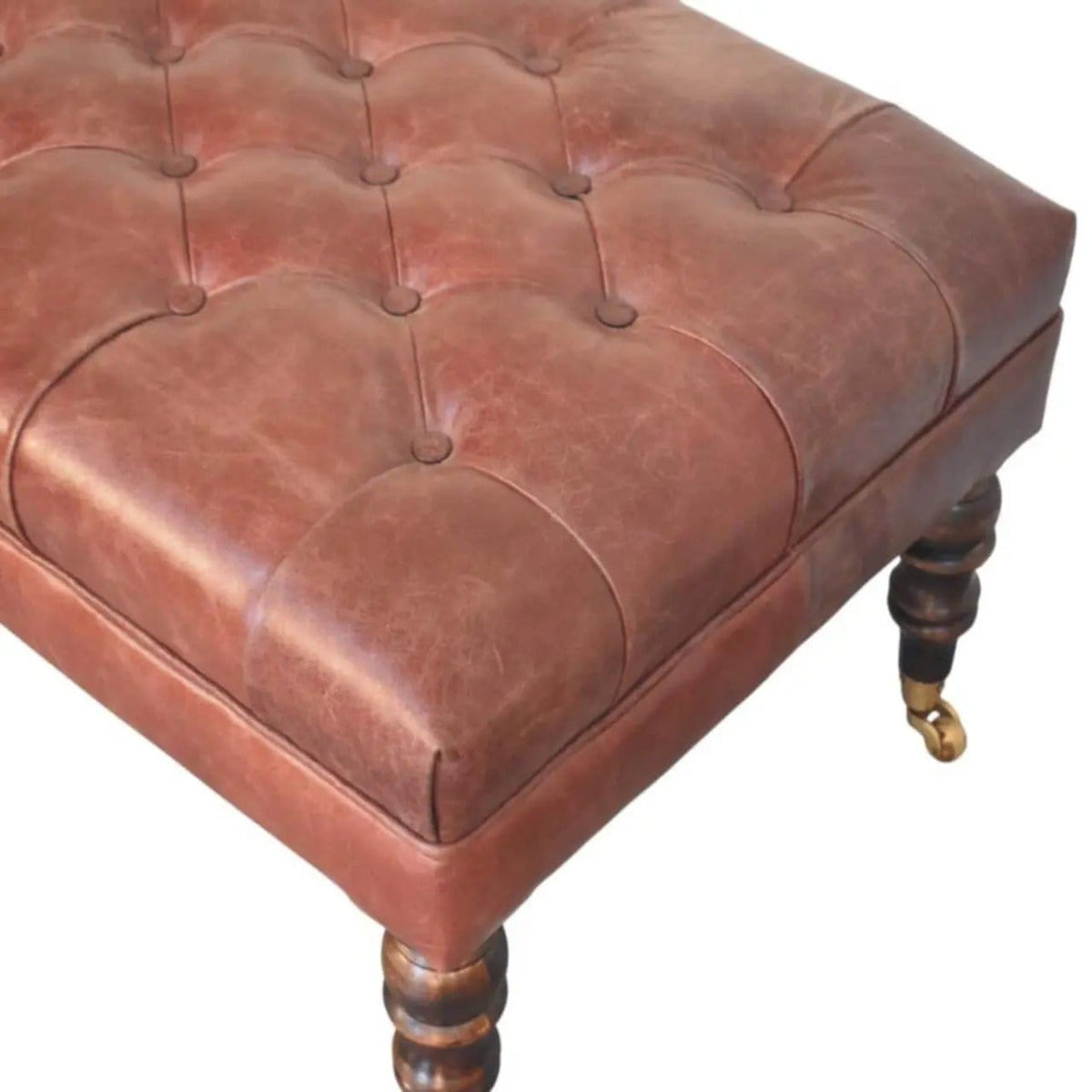 Buffalo Ottoman With Castor Legs | 7 Pieces | Mango Wood | Living Room