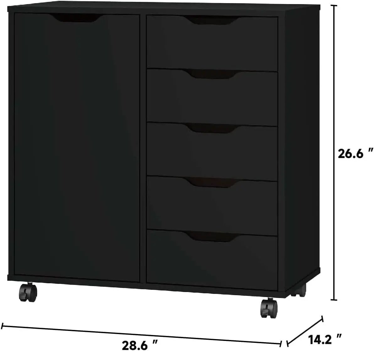 Premium SolidWood Black Five Drawer Interlocking Chest from PriceLows™