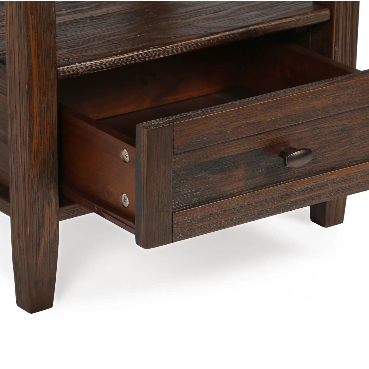 Warm Shaker Solid Wood Table | Bottom Drawer | Open Shelf Storage