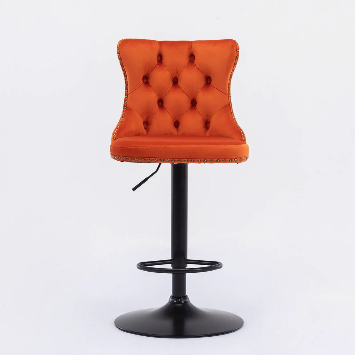 Swivel Barstools | Adjustable Height | Tufted Back With Nailheads | Set of 2