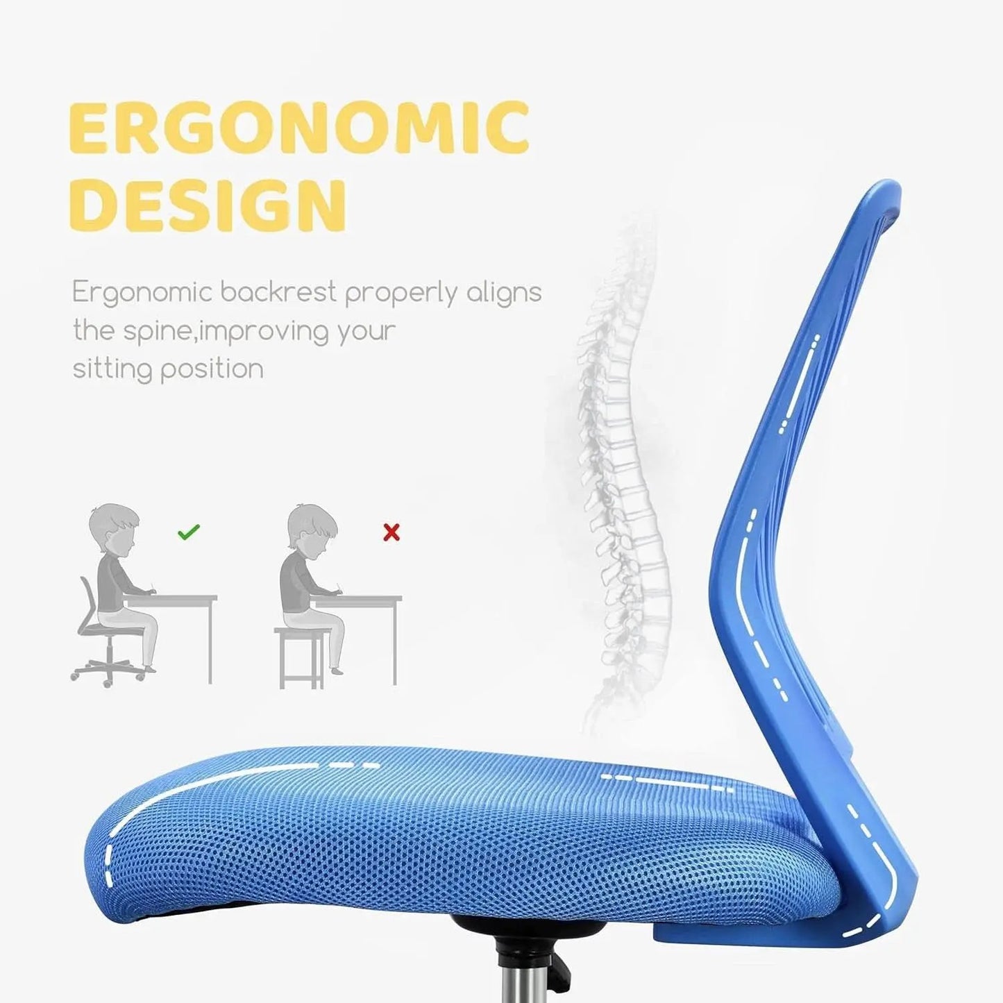 Blue Adjustable Student Desk Chair With Lumbar Support from PriceLows™