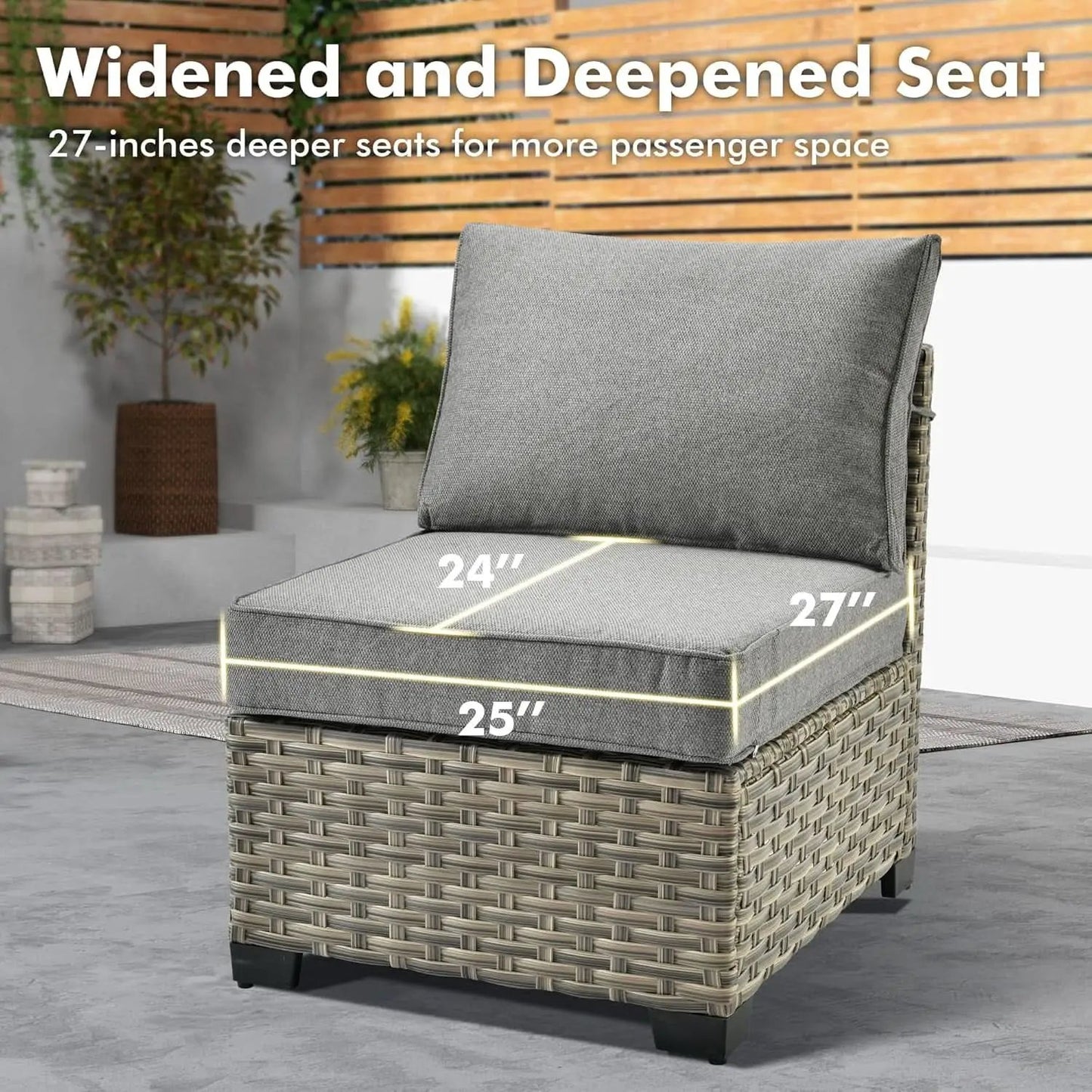 Dark Gray Wicker Patio Furniture Set 6 Pieces Cushioned from PriceLows™