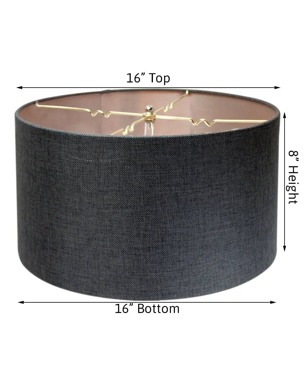 Drum Lampshade | Hardback Frame | Granite Gray | 16 X 16 X 9 Inches
