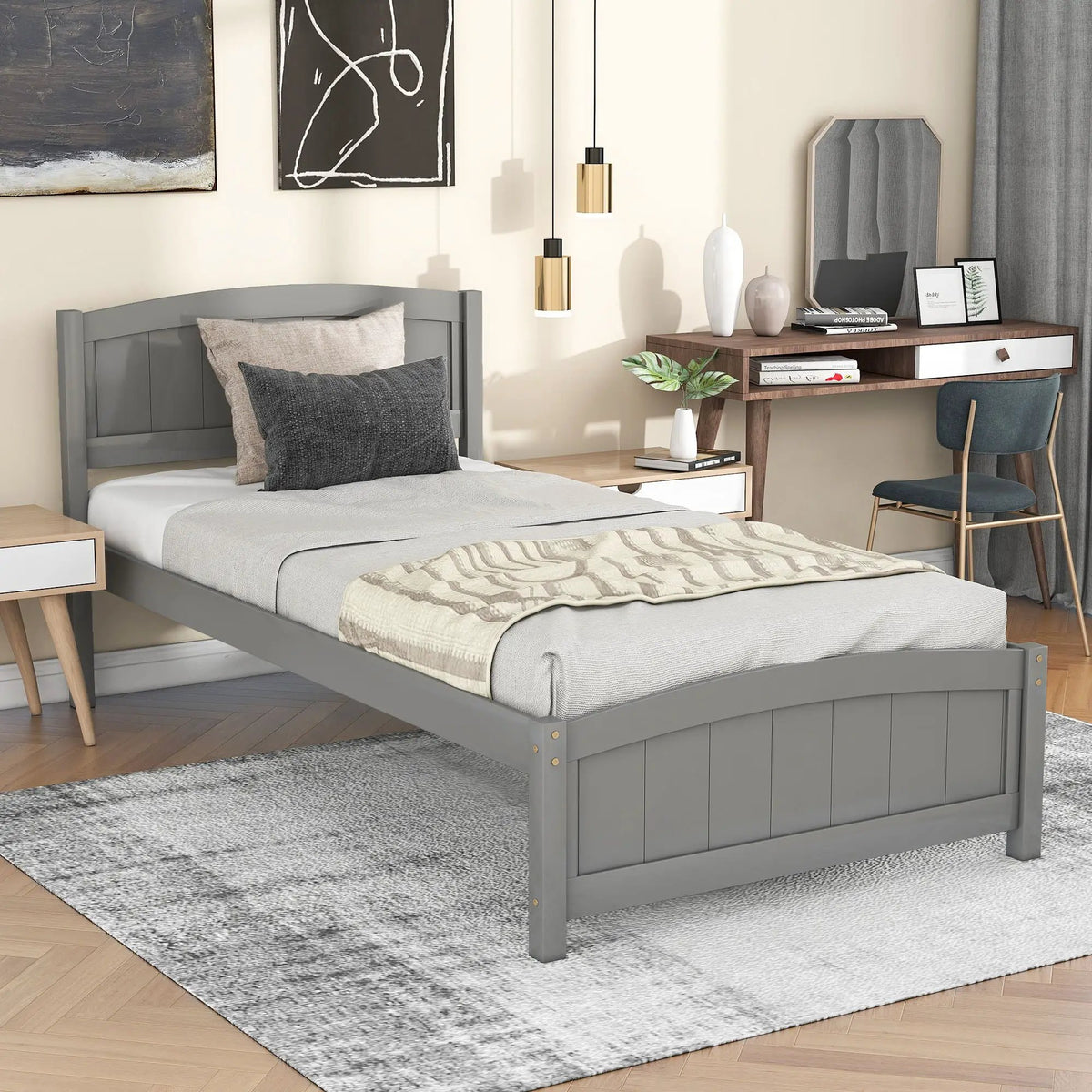 Wood Platform Bed | Headboard And Footboard | Slat Support | Minimalist Style