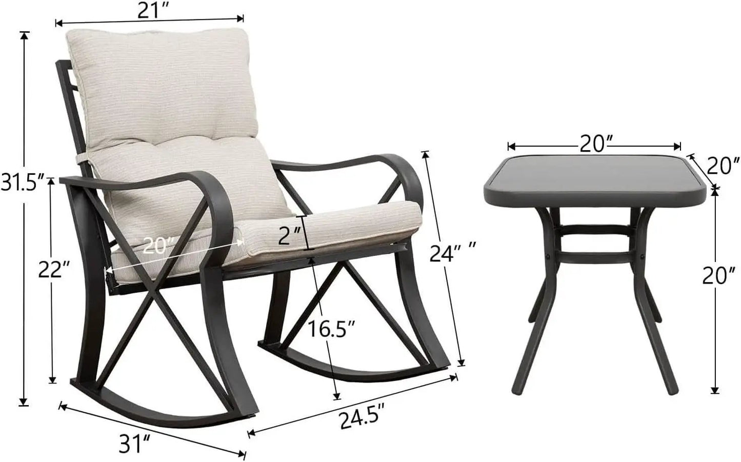 Three Piece Outdoor Bistro Set with Rocking Chairs from PriceLows™