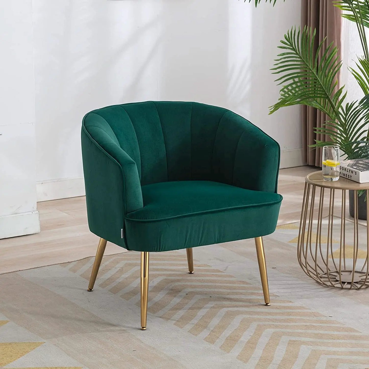 Green Velvet Accent Chair With Gold Legs For Living Room Furniture from PriceLows™