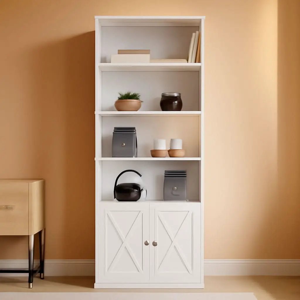 Tall Industrial Bookcase With Doors For Home Office from PriceLows™