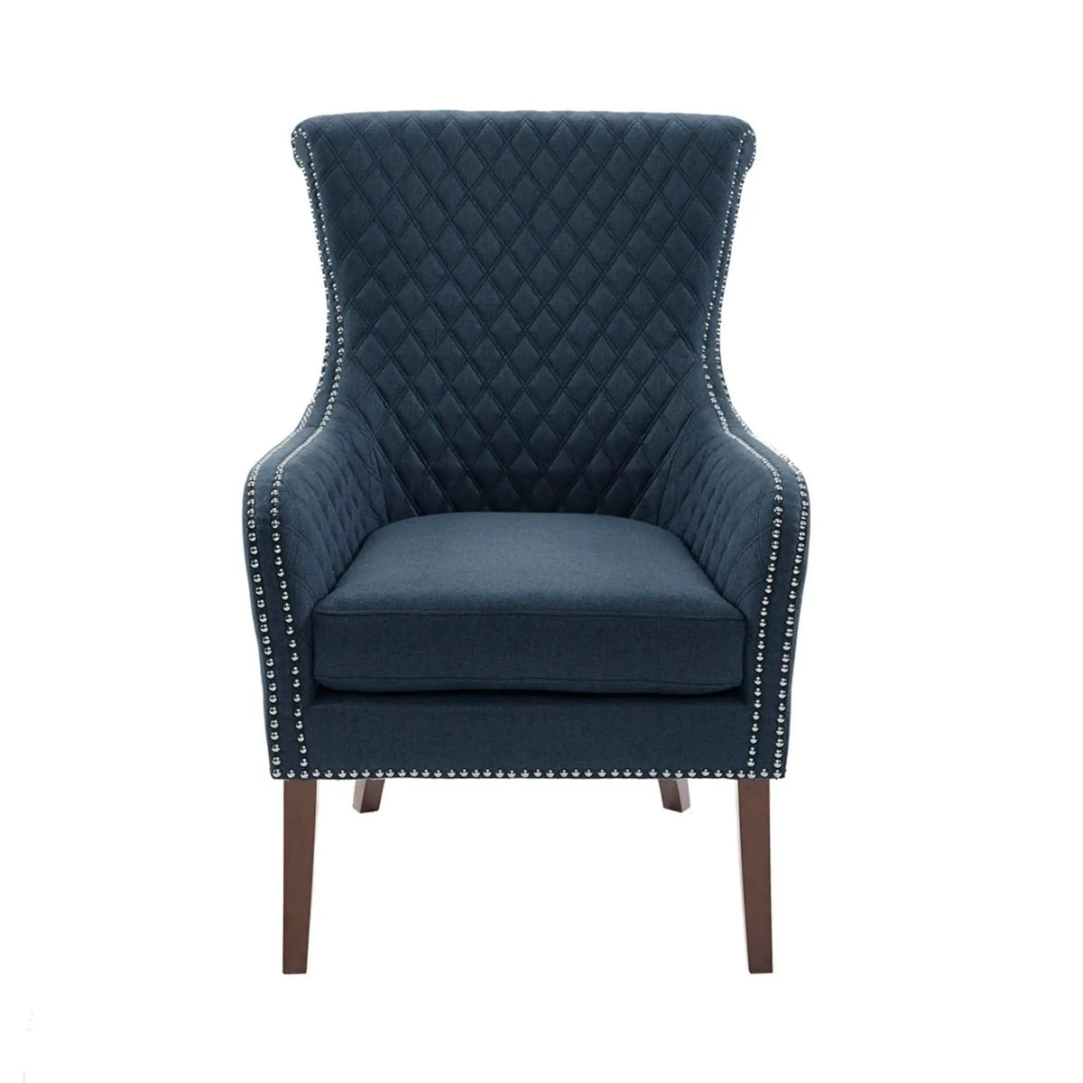 Accent Chair | Dark Blue | Quilted Back | Silver Nailhead Studs