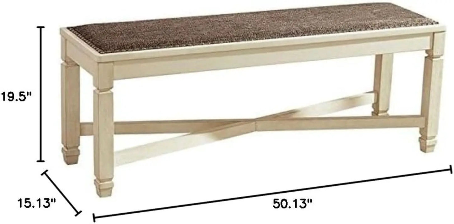 Bolanburg Upholstered Dining Bench Antique White Finish from PriceLows™