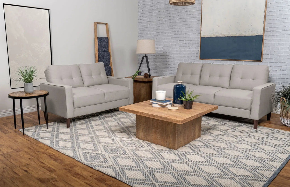 Bowen 2-piece Upholstered Track Arm Tufted Sofa Set | 2-Piece Set | Fabric | Beige