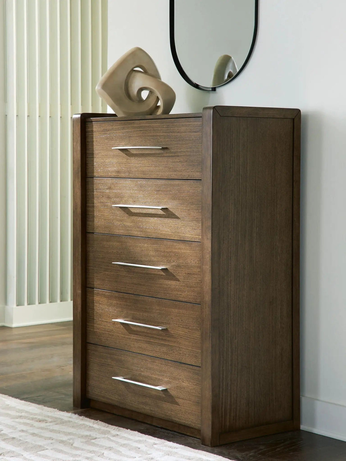 Marxmore Five Drawer Chest | 40 x 20.88 x 56.25 in | Mdf & Veneer | Brown