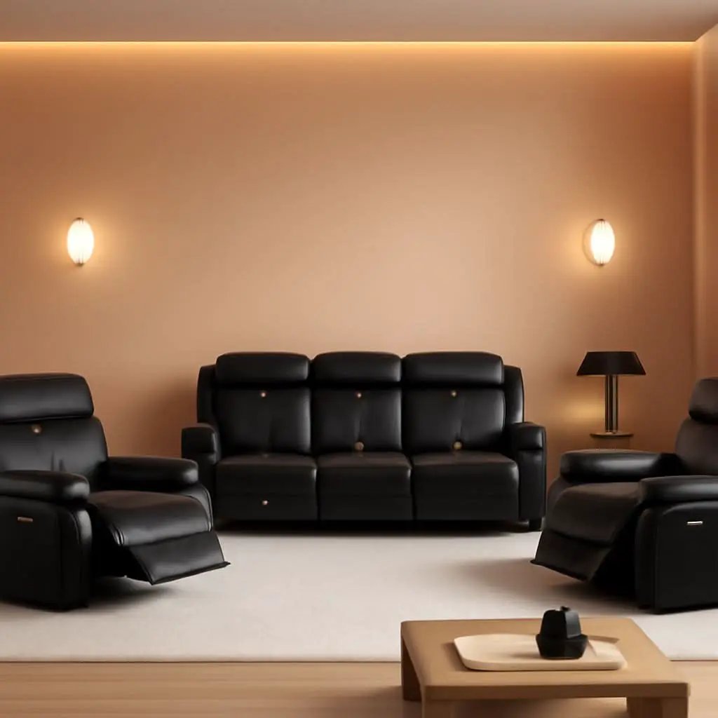 Power Recliner Sofa Set 3 Piece With Storage Black from PriceLows™