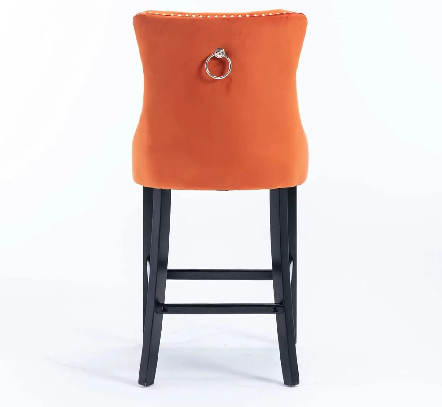 Wingback Velvet Bar Stools Set Of Two Orange Counter Height from PriceLows™
