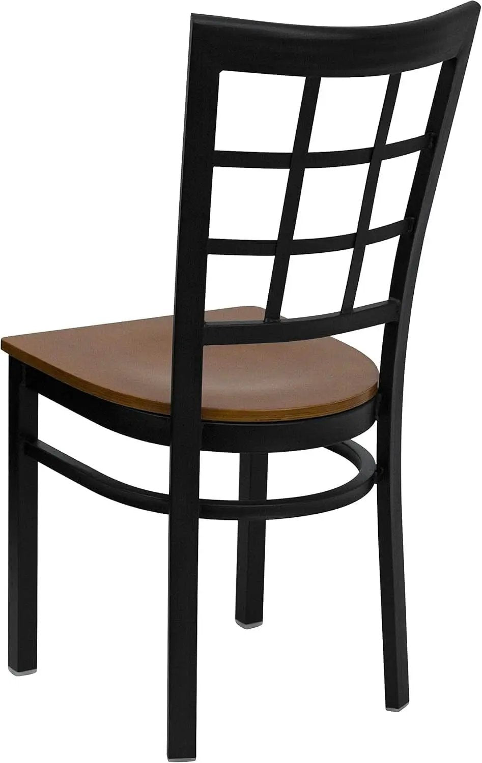 Hercules Series Black Window Back Metal Restaurant Chair With Cherry Wood Seat from PriceLows™